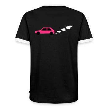 car - Men's Ringer Shirt - black/white - Back - AI Model Male 178 light (178cm)