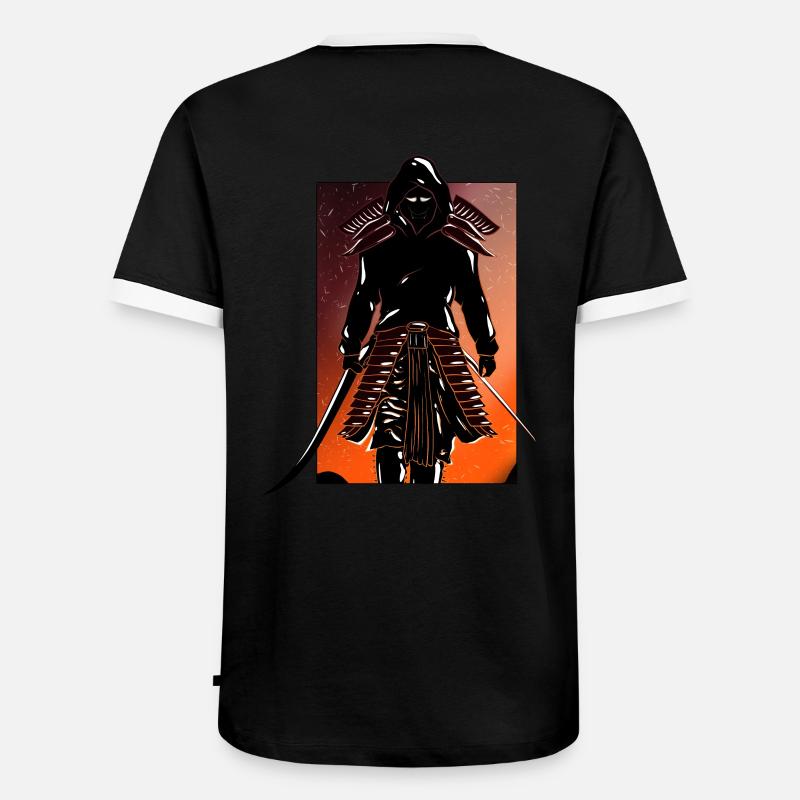 Samurai Hannya im Kapuzenpullover - Männer Kontrast-T-Shirt - Schwarz/Weiß