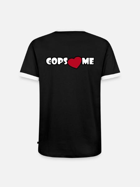 COPS LOVE ME - Men's Ringer Shirt - black/white