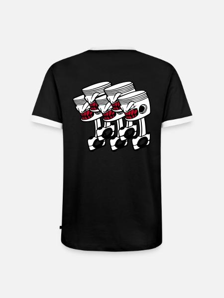 Five Pistons - Männer Kontrast-T-Shirt - Schwarz/Weiß