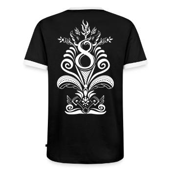Kurbits V8 No:2 - white - Men's Ringer Shirt - black/white - Back - AI Model Male 178 light (178cm)