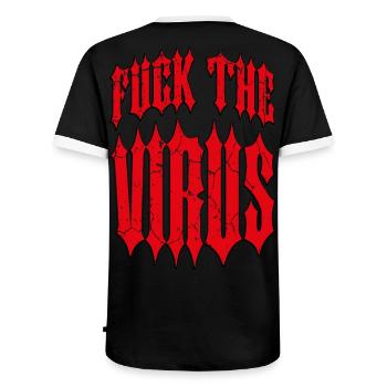 Fuck the Virus - Männer Kontrast-T-Shirt - Schwarz/Weiß - Hinten - AI Model Male 178 light (178cm)