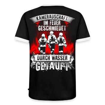 Feuerwehr - Kameradschaft - Männer Kontrast-T-Shirt - Schwarz/Weiß - Hinten - AI Model Male 178 light (178cm)