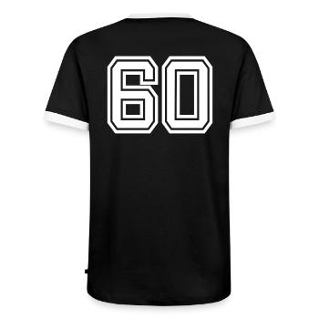 60 - Männer Kontrast-T-Shirt - Schwarz/Weiß - Hinten - AI Model Male 178 light (178cm)