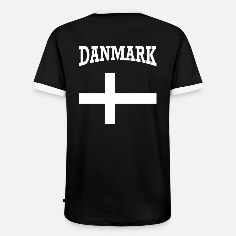 Danmark - Männer Kontrast-T-Shirt - Schwarz/Weiß
