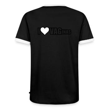 I LOVE VAGINAS - Men's Ringer Shirt - black/white - Back - AI Model Male 178 light (178cm)