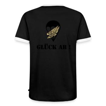 Glück ab Fallschirmjäger - Männer Kontrast-T-Shirt - Schwarz/Weiß - Hinten - AI Model Male 178 light (178cm)