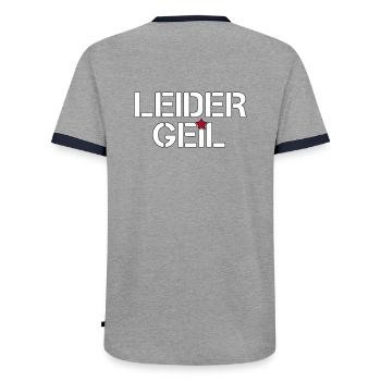 Leider Geil - Männer Kontrast-T-Shirt - Grau/Navy  - Hinten - AI Model Male 178 light (178cm)
