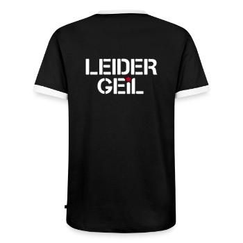 Leider Geil - Männer Kontrast-T-Shirt - Schwarz/Weiß - Hinten - AI Model Male 178 light (178cm)
