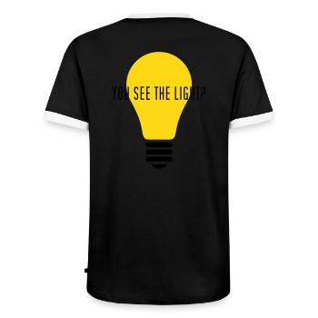 YOU SEE THE LIGHT? - Männer Kontrast-T-Shirt - Schwarz/Weiß - Hinten - AI Model Male 178 light (178cm)