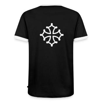 croix occitane 3D blanche - T-shirt contrasté Homme - noir/blanc - Dos - AI Model Male 178 light (178cm)