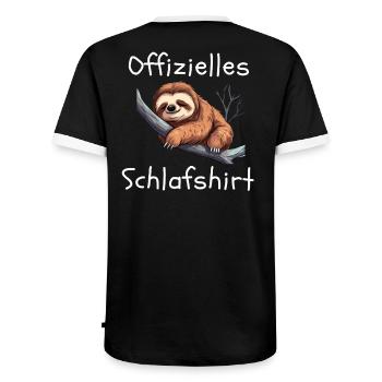 Offizielles Schlafshirt mit süßem Faultier - Männer Kontrast-T-Shirt - Schwarz/Weiß - Hinten - AI Model Male 178 light (178cm)