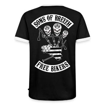 sons of breizh bikers 3 - T-shirt contrasté Homme - noir/blanc - Dos - AI Model Male 178 light (178cm)