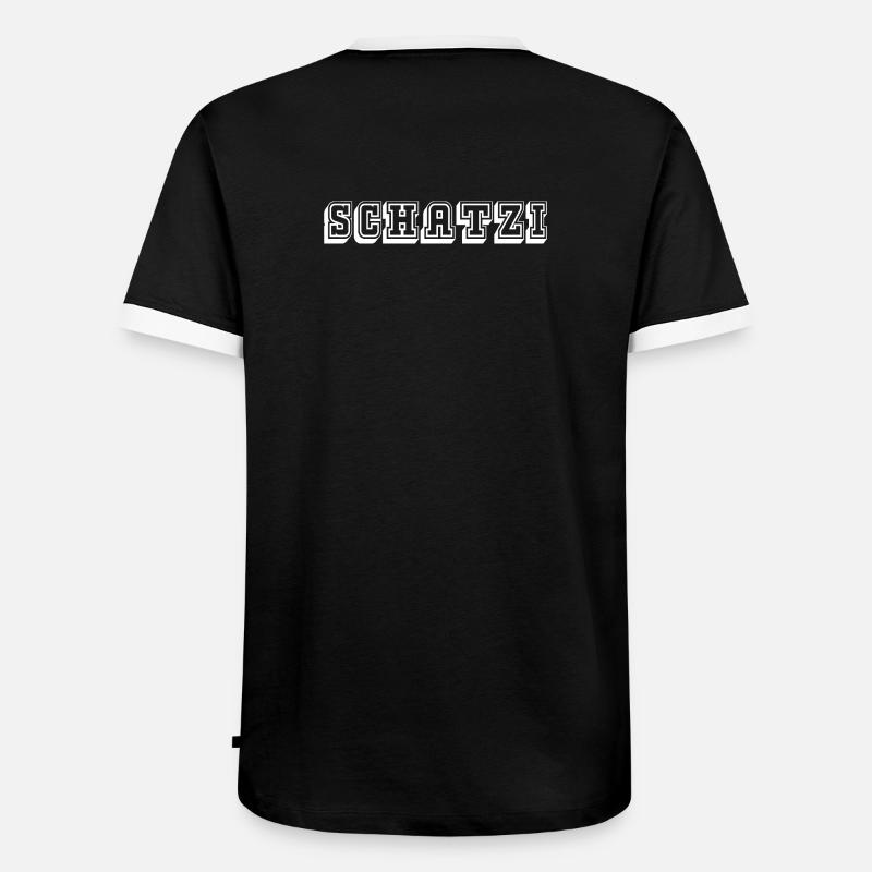 Schatzi Tshirt white - Männer Kontrast-T-Shirt - Schwarz/Weiß