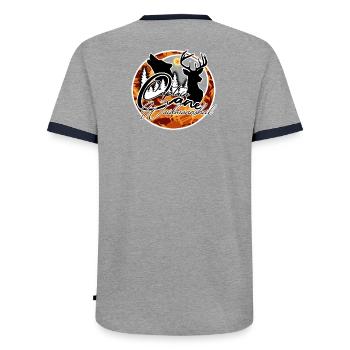 Herbstwald Silhouetten Hirsch Wolf - Männer Kontrast-T-Shirt - Grau/Navy  - Hinten - AI Model Male 178 light (178cm)