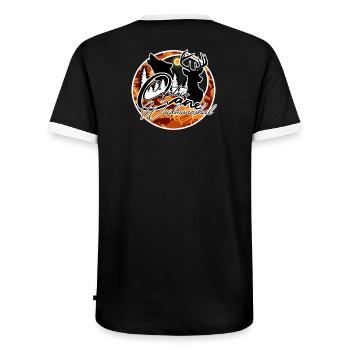 Herbstwald Silhouetten Hirsch Wolf - Männer Kontrast-T-Shirt - Schwarz/Weiß - Hinten - AI Model Male 178 light (178cm)