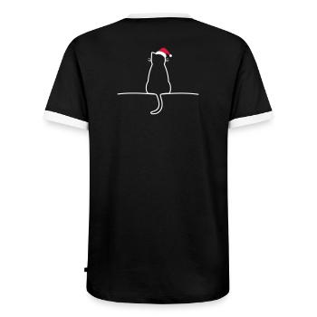 Chat noël cadeau noël chat - T-shirt contrasté Homme - noir/blanc - Dos - AI Model Male 178 light (178cm)