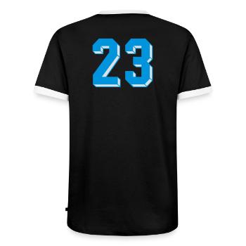 dreiundzwanzig - Men's Ringer Shirt - black/white - Back - AI Model Male 178 light (178cm)
