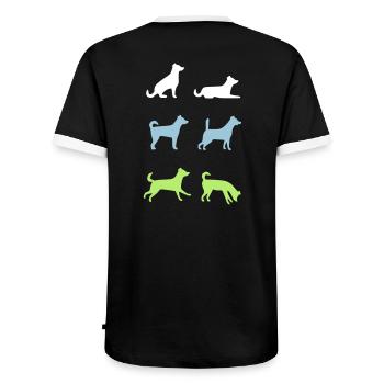 Sechs Hunde - Männer Kontrast-T-Shirt - Schwarz/Weiß - Hinten - AI Model Male 178 light (178cm)