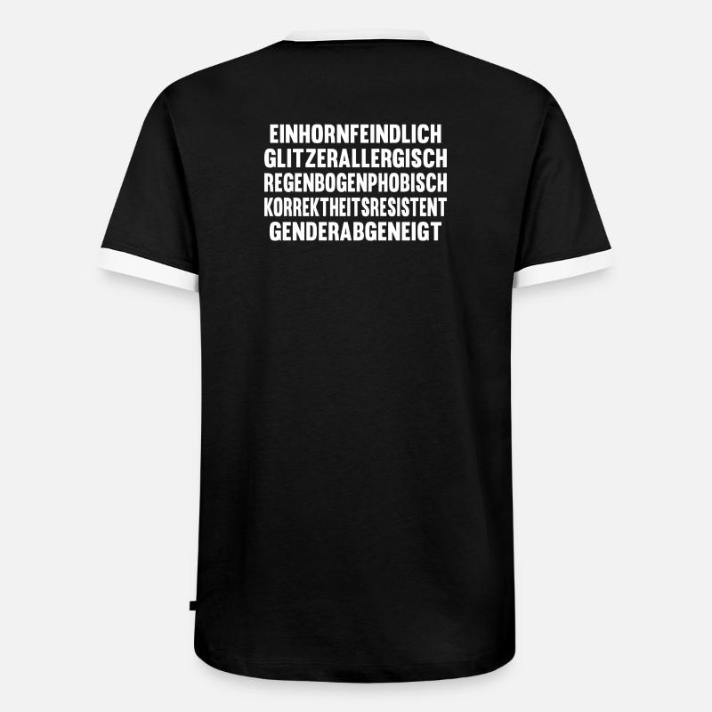Einhornfeindlich - Männer Kontrast-T-Shirt - Schwarz/Weiß