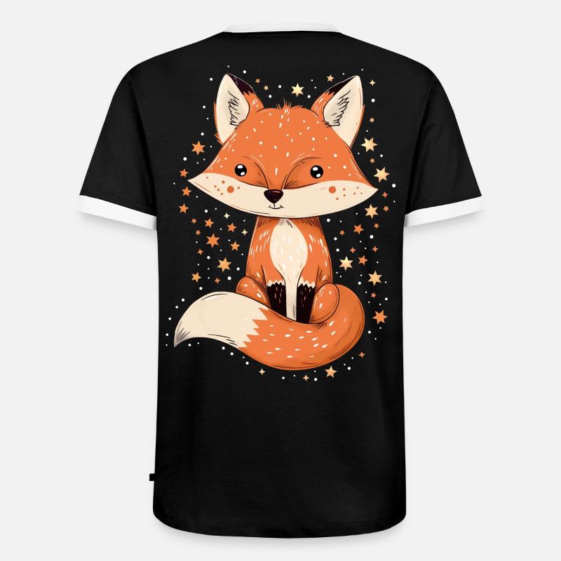 Fuchs mit Sternen - Männer Kontrast-T-Shirt - Schwarz/Weiß