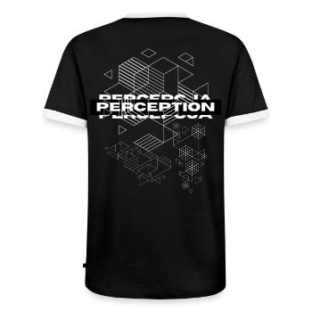 Mystik der Wahrnehmungsgeometrie - Männer Kontrast-T-Shirt - Schwarz/Weiß - Hinten - AI Model Male 178 light (178cm)