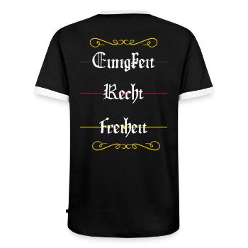 Einigkeit, Recht, Freiheit - Männer Kontrast-T-Shirt - Schwarz/Weiß - Hinten - AI Model Male 178 light (178cm)