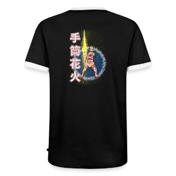 Tezutsu-hanabi - feux d'artifice - T-shirt contrasté Homme - noir/blanc - Dos - AI Model Male 178 light (178cm)