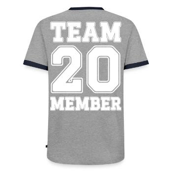 Team Member 20 - Männer Kontrast-T-Shirt - Grau/Navy  - Hinten - AI Model Male 178 light (178cm)