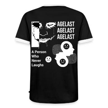 Agelast A Person Who Never Laughs - Männer Kontrast-T-Shirt - Schwarz/Weiß - Hinten - AI Model Male 178 light (178cm)