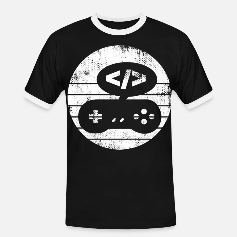 Game Developer - Men's Ringer Shirt - black/white