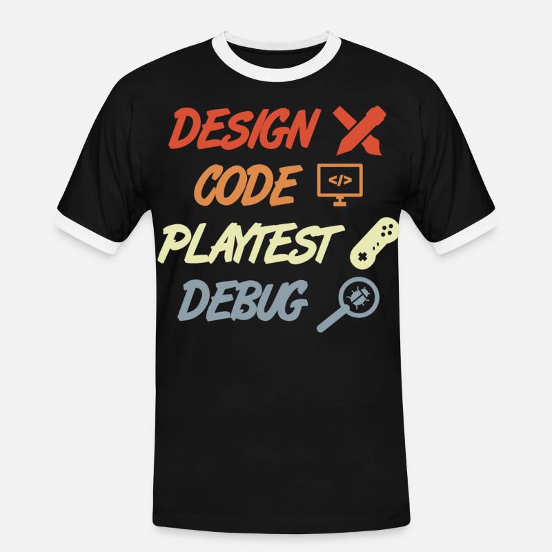 Game Development Process - Men's Ringer Shirt - black/white