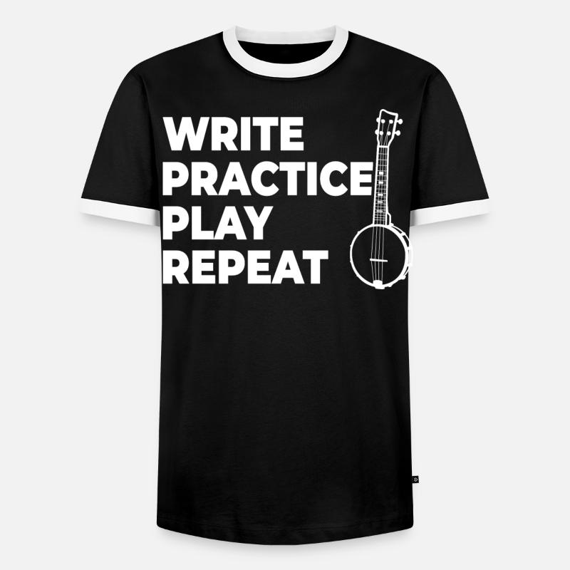 Writing, practicing, playing, repeating - Men's Ringer Shirt - black/white