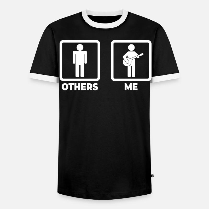 Banjo Strichmännchen - Männer Kontrast-T-Shirt - Schwarz/Weiß