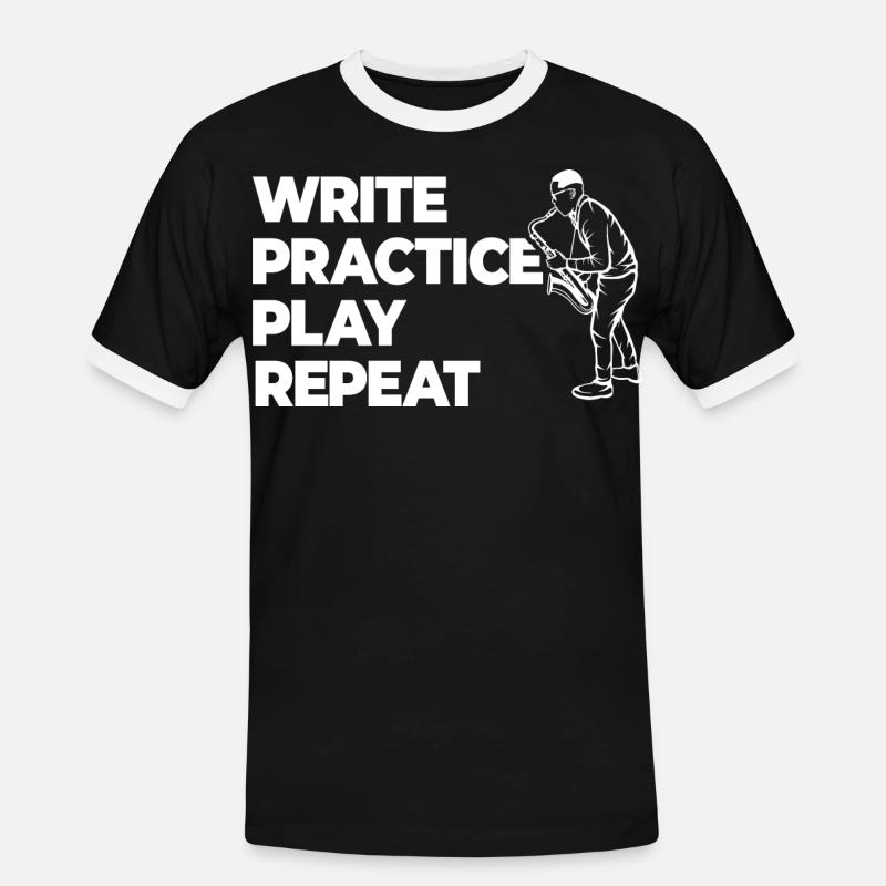 Writing, practicing, playing, repeating - Men's Ringer Shirt - black/white