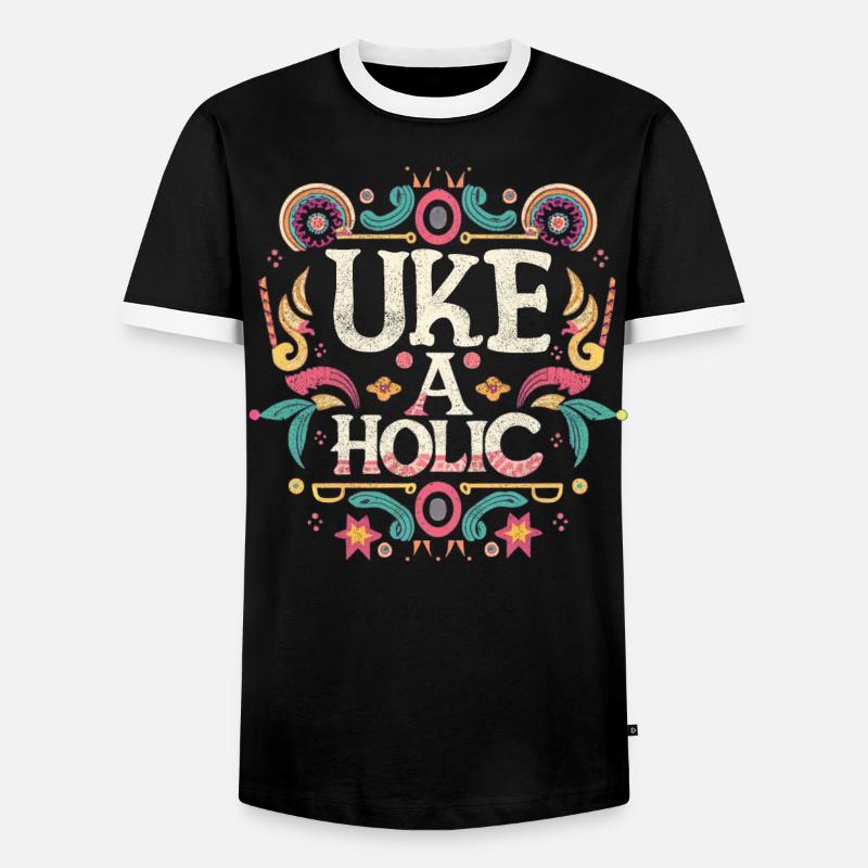 Uke-aholic - Männer Kontrast-T-Shirt - Schwarz/Weiß