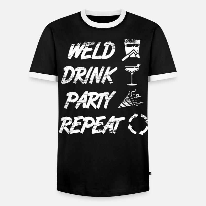 welding, drinking, celebrating, repeating - Men's Ringer Shirt - black/white