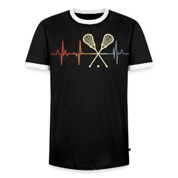 Lacrosse palpitations - Men's Ringer Shirt - black/white - Front - AI Model Female 172 light (172cm) & AI Model Male 178 light (178cm)