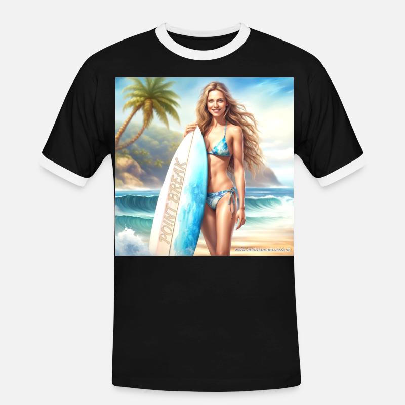Mädchen Action Surf 2 - Männer Kontrast-T-Shirt - Schwarz/Weiß