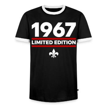 Édition limitée de 1967 - T-shirt contrasté Homme - noir/blanc - Devant - AI Model Female 172 light (172cm) & AI Model Male 178 light (178cm)