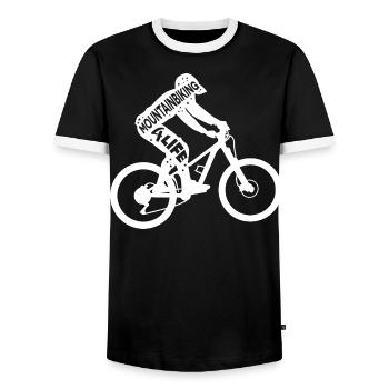 Citation de motivation pour le vélo de montagne - T-shirt contrasté Homme - noir/blanc - Devant - AI Model Female 172 light (172cm) & AI Model Male 178 light (178cm)