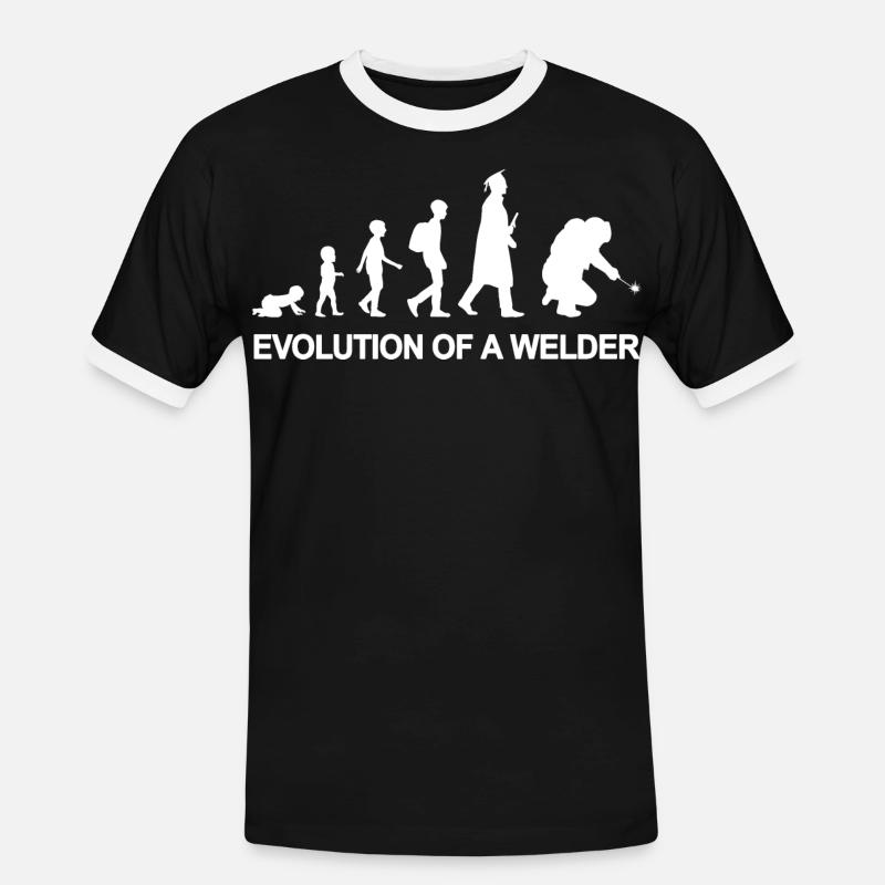 Evolution of a welder - Men's Ringer Shirt - black/white