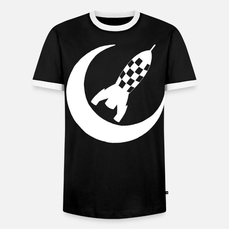 White rocket and half moon - Men's Ringer Shirt - black/white