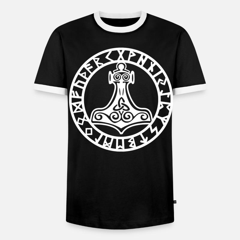 Weißer Wikingerhammer - Männer Kontrast-T-Shirt - Schwarz/Weiß