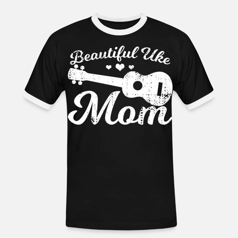 Ukulele Mutter - Männer Kontrast-T-Shirt - Schwarz/Weiß