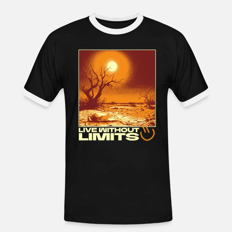 Live Without Limits – Surreal Desert Scene - Männer Kontrast-T-Shirt - Schwarz/Weiß