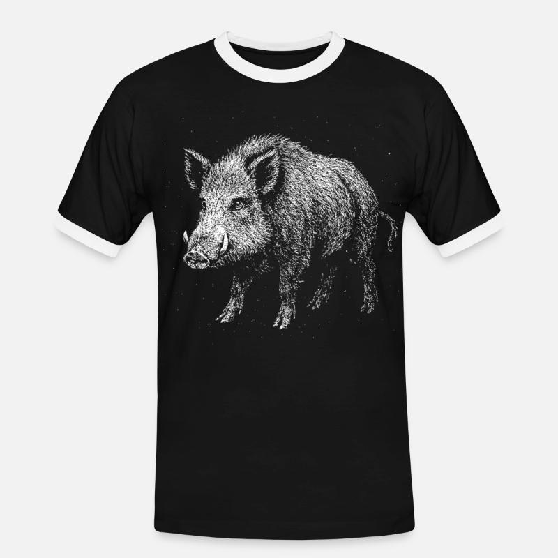 Wild boar - Men's Ringer Shirt - black/white