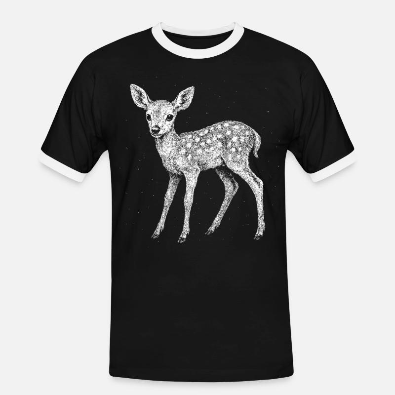 Rehkitz - Männer Kontrast-T-Shirt - Schwarz/Weiß