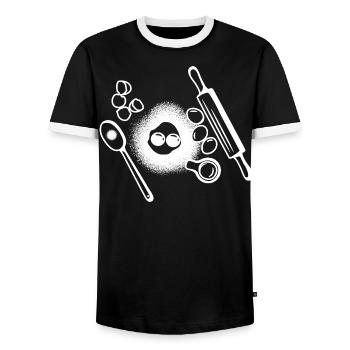 Dessin des ingrédients de cuisson - T-shirt contrasté Homme - noir/blanc - Devant - AI Model Female 172 light (172cm) & AI Model Male 178 light (178cm)