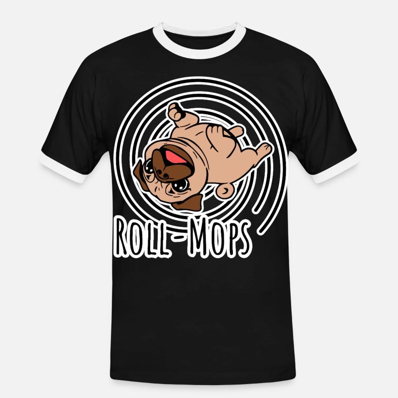Rollender Mops - Ein Roll-Mops - Männer Kontrast-T-Shirt - Schwarz/Weiß